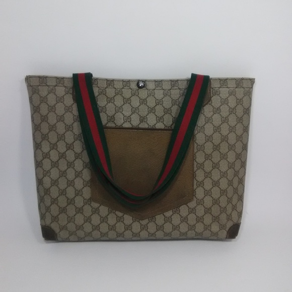 GUCCI Vintage Monogram Canvas Large Shopper Tote